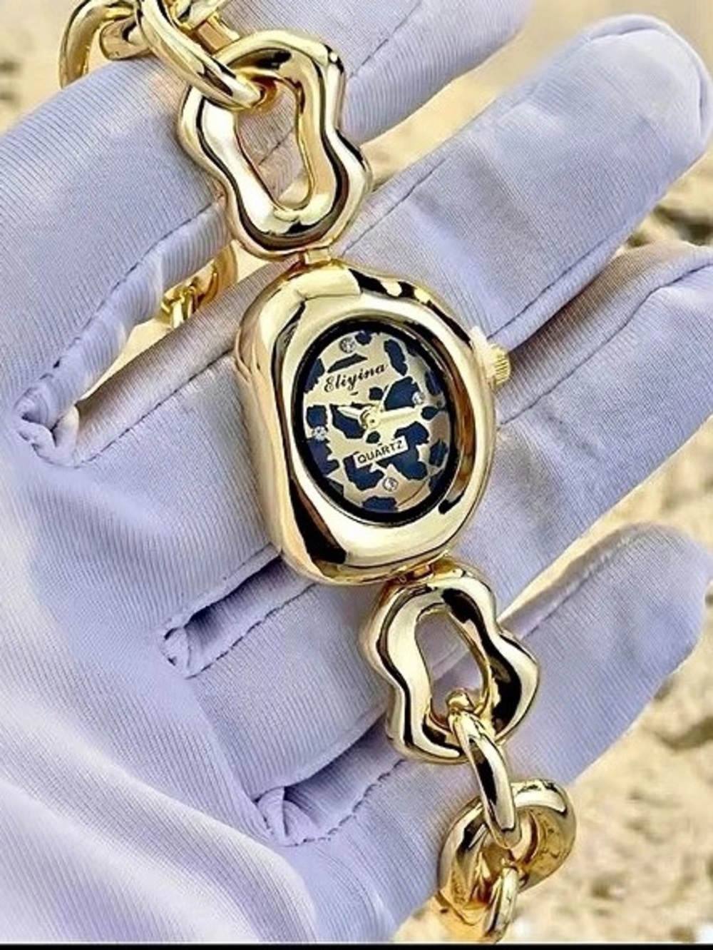 New Eliyina Oval Leopard Gold Watch